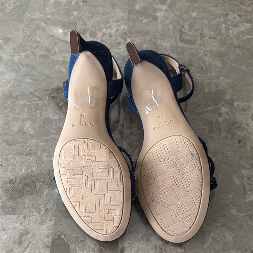 Denim Blue Strappy Heeled Sandals - Picture 3 of 3
